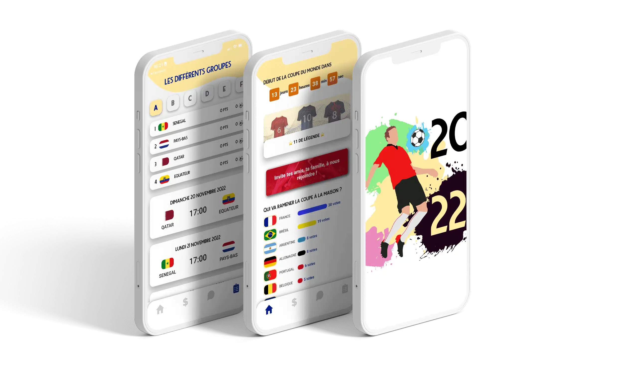 visuels de l'application mobile Coupe du monde 2022